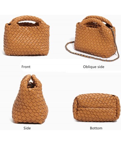 Woven Bag for Women with Coin Purse Fashion Handbag Female Shoulder Bag Foldable Chain Small Tote Crossbody Bags Dark Purple ...