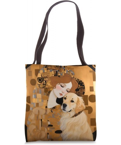 Art Nouveau Lady & Dog - Modern Klimt Golden Phase Portrait Tote Bag $10.58 Totes