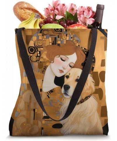 Art Nouveau Lady & Dog - Modern Klimt Golden Phase Portrait Tote Bag $10.58 Totes