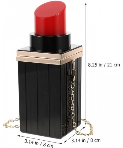 1pc Acrylic Lipstick Graceful Black Unique Banquet Women Dinner Handbag Bags Resin Portable Vintage Elegant Fashionable Lady ...