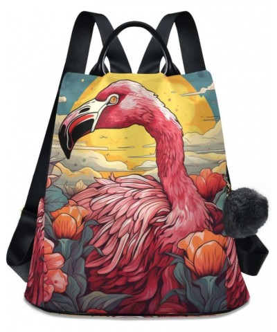 Flamingo Flowers Backpack Purse for Women Travel Casual Daypack College Bookbag Work Business Ladies Shoulder Bag $19.78 Back...