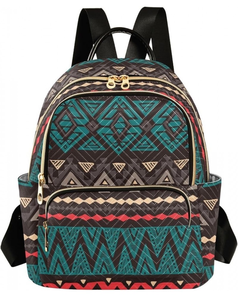 Dark Color Ethnic Aztec Geometric Women's Backpack Purse Causal Daypack Travel College Business Trip Bag Shoulder Bag Small $...