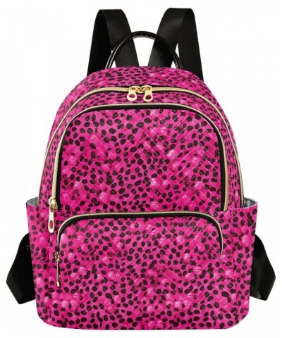 Pink Leopard Print Pattern Backpack Purse for Women Small Travel Bag Fashion Daypack M 202a3483 S(10.23"x5.11"x12.59") 202a34...