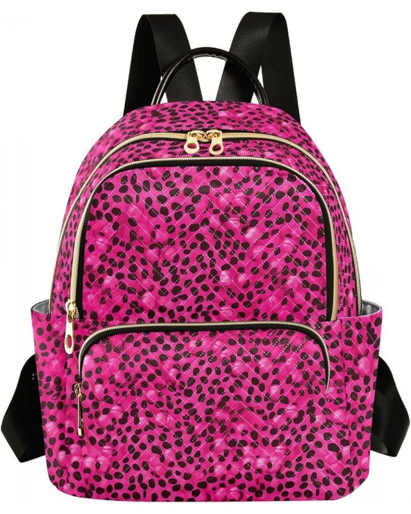 Pink Leopard Print Pattern Backpack Purse for Women Small Travel Bag Fashion Daypack M 202a3483 S(10.23"x5.11"x12.59") 202a34...