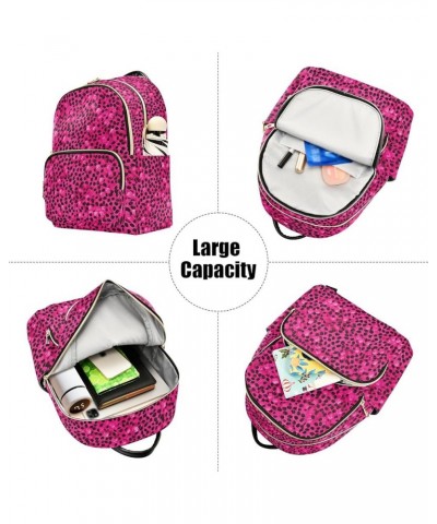 Pink Leopard Print Pattern Backpack Purse for Women Small Travel Bag Fashion Daypack M 202a3483 S(10.23"x5.11"x12.59") 202a34...