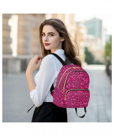 Pink Leopard Print Pattern Backpack Purse for Women Small Travel Bag Fashion Daypack M 202a3483 S(10.23"x5.11"x12.59") 202a34...