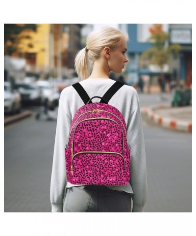 Pink Leopard Print Pattern Backpack Purse for Women Small Travel Bag Fashion Daypack M 202a3483 S(10.23"x5.11"x12.59") 202a34...