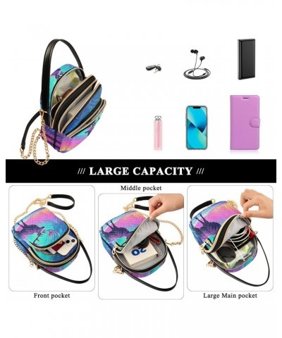 Women Crossbody Sling Bags Neon Night Deer Print, Compact Fashion Handbags Purse with Chain Strap Top handle for Evening Part...