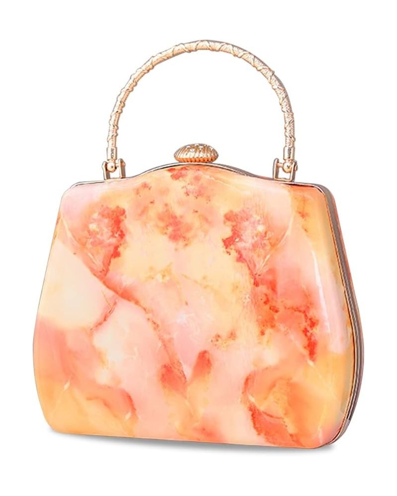 Women Evening Bag Marble Clutch Bag Bridal Wedding Purse Charming Shoulder Bag Elegant Handbag Orange $35.38 Evening Bags