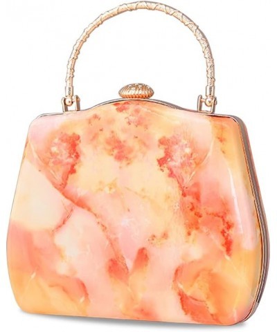 Women Evening Bag Marble Clutch Bag Bridal Wedding Purse Charming Shoulder Bag Elegant Handbag Orange $35.38 Evening Bags