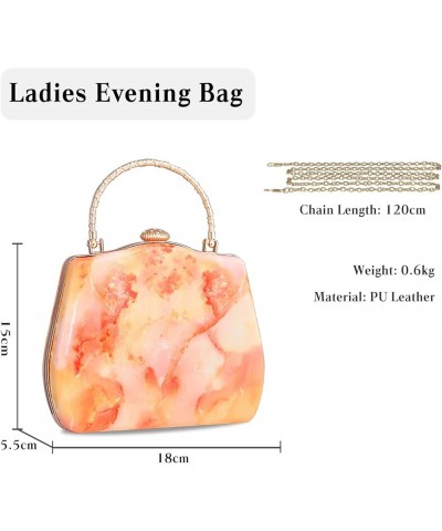 Women Evening Bag Marble Clutch Bag Bridal Wedding Purse Charming Shoulder Bag Elegant Handbag Orange $35.38 Evening Bags