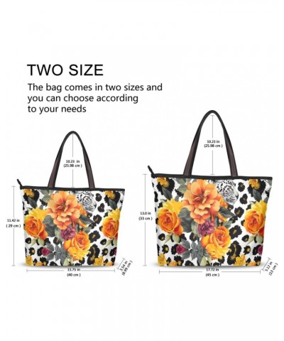 Women Tote Bags Floral Leopard Top Handle Satchel Handbags Shoulder Bag for Shopping 20855039 $9.03 Totes