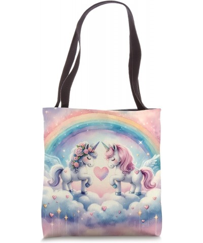 Unicorns In The Air With Rainbow Tote Bag $12.74 Totes