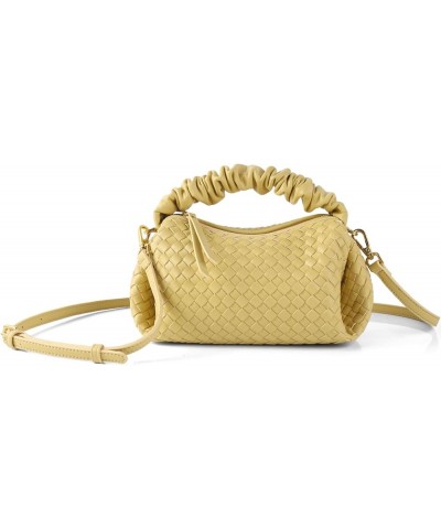 Woven Handbags For Women, Vegan Leather Crossbody Bag With Detachable Strap Shoulderbag, Weave Wristlet Clutch Yellow $26.09 ...