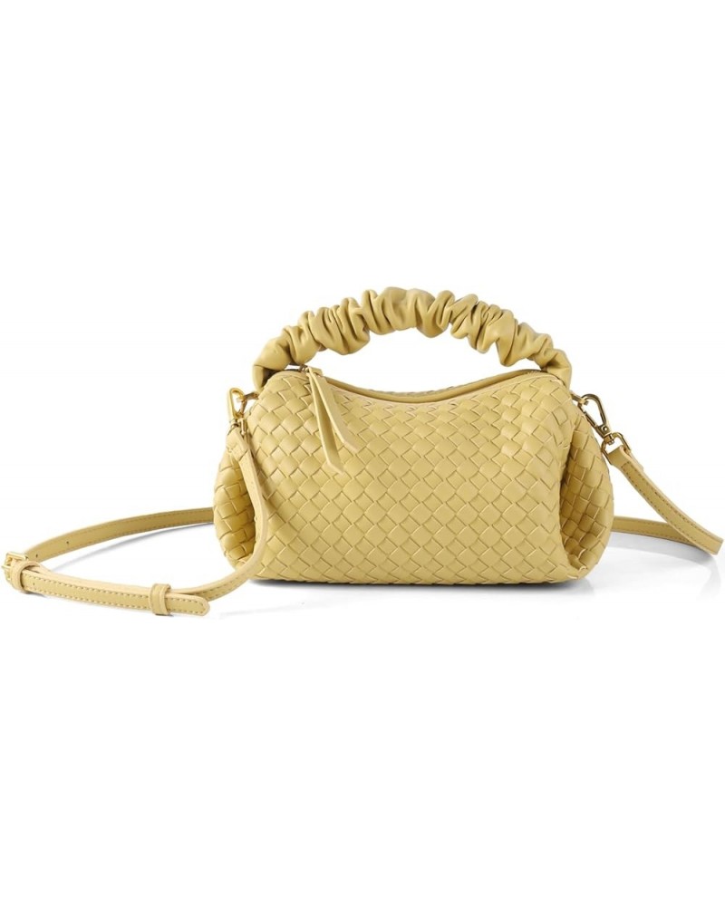 Woven Handbags For Women, Vegan Leather Crossbody Bag With Detachable Strap Shoulderbag, Weave Wristlet Clutch Yellow $26.09 ...