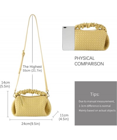 Woven Handbags For Women, Vegan Leather Crossbody Bag With Detachable Strap Shoulderbag, Weave Wristlet Clutch Yellow $26.09 ...