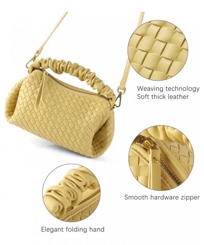 Woven Handbags For Women, Vegan Leather Crossbody Bag With Detachable Strap Shoulderbag, Weave Wristlet Clutch Yellow $26.09 ...