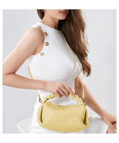 Woven Handbags For Women, Vegan Leather Crossbody Bag With Detachable Strap Shoulderbag, Weave Wristlet Clutch Yellow $26.09 ...