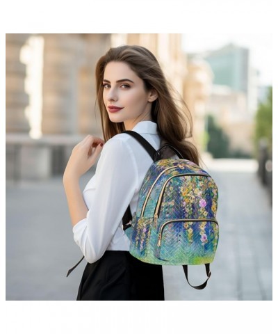 Mini Backpack for Women, Summer Ivy Flowers Travel Backpack Purse for Ladies, Small Bookbag Daypack Shoulder Bag M A170 Mediu...