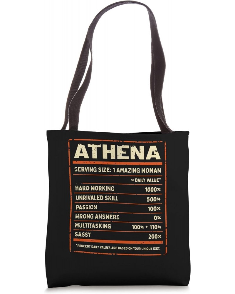 Athena Nutrition Facts Personalized Girls Name Quirky Tote Bag $14.57 Totes