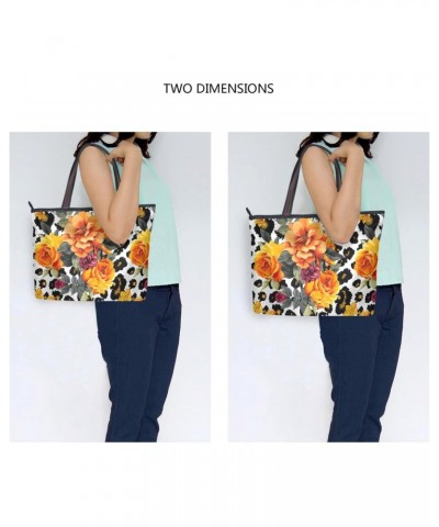 Women Tote Bags Floral Leopard Top Handle Satchel Handbags Shoulder Bag for Shopping 20855039 $9.03 Totes