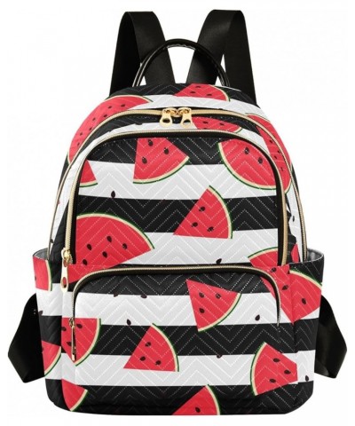 Travel Backpack Purse for Women Fashion Anti-theft Work Casual Watermelon Black Stripes Daypack Shoulder Bag Medium Size Smal...