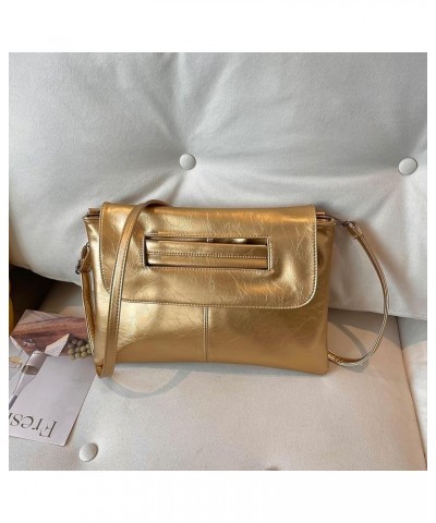 Women Simple Clutch Handbag Large Capacity Vintage Satchel Bag Detachable Strap Leisure Clutch Purse Ladies Commut Gold $11.5...