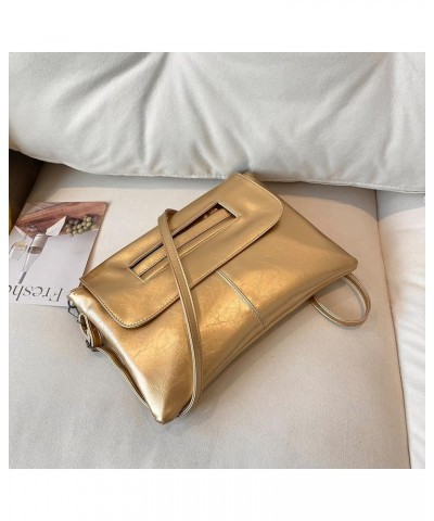 Women Simple Clutch Handbag Large Capacity Vintage Satchel Bag Detachable Strap Leisure Clutch Purse Ladies Commut Gold $11.5...