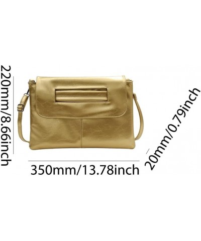 Women Simple Clutch Handbag Large Capacity Vintage Satchel Bag Detachable Strap Leisure Clutch Purse Ladies Commut Gold $11.5...