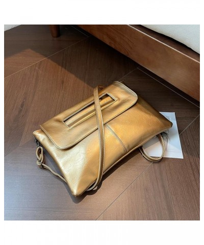 Women Simple Clutch Handbag Large Capacity Vintage Satchel Bag Detachable Strap Leisure Clutch Purse Ladies Commut Gold $11.5...