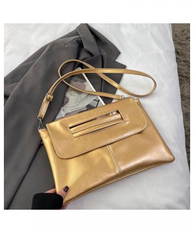 Women Simple Clutch Handbag Large Capacity Vintage Satchel Bag Detachable Strap Leisure Clutch Purse Ladies Commut Gold $11.5...