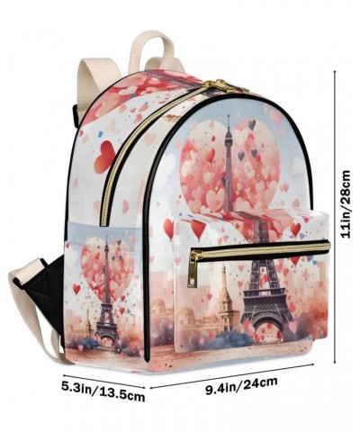 Eiffel Tower Heart Backpack Purse for Women PU Leather Lightweight Ladies Shoulder Fashion Satchel Bags Travel Casual Daypack...