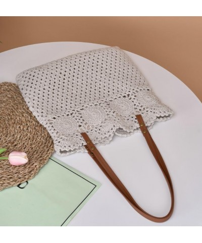 Beach Bags for Women Knit Straw Hobo Bag Hollow Out Summer Bag Shoulder Bag Purses 2024 White $13.32 Shoulder Bags