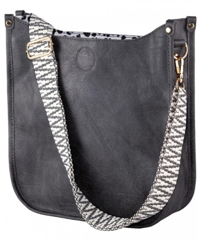 Vegan Leather Crossbody Fashion Shoulder Bag with Adjustable Strap Signature Charcoal Grey $29.14 Crossbody Bags