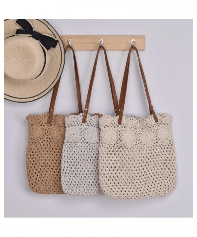 Beach Bags for Women Knit Straw Hobo Bag Hollow Out Summer Bag Shoulder Bag Purses 2024 White $13.32 Shoulder Bags