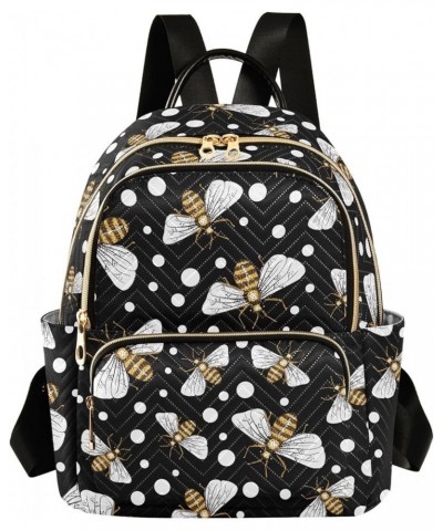 Honey Bee Polka Dot Small Backpack Purse for Women Travel Bag Fashion Daypack Back Pack Shoulder Bag Multicolor Medium $20.64...