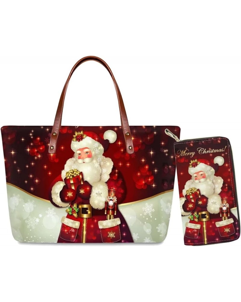 Tote Purse and Wallet Set,Large Handbags Storage Top Handle Shoulder Bag and Long Leather Wallet Christmas 2 $24.50 Satchels