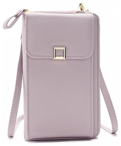 Mobile Phone Bag Ladies Messenger Bag Shoulder Bag Multifunctional Long Wallet Light Purple $14.61 Shoulder Bags