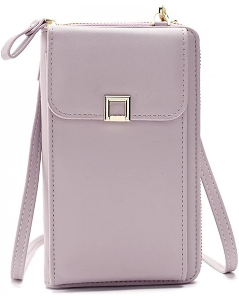 Mobile Phone Bag Ladies Messenger Bag Shoulder Bag Multifunctional Long Wallet Light Purple $14.61 Shoulder Bags