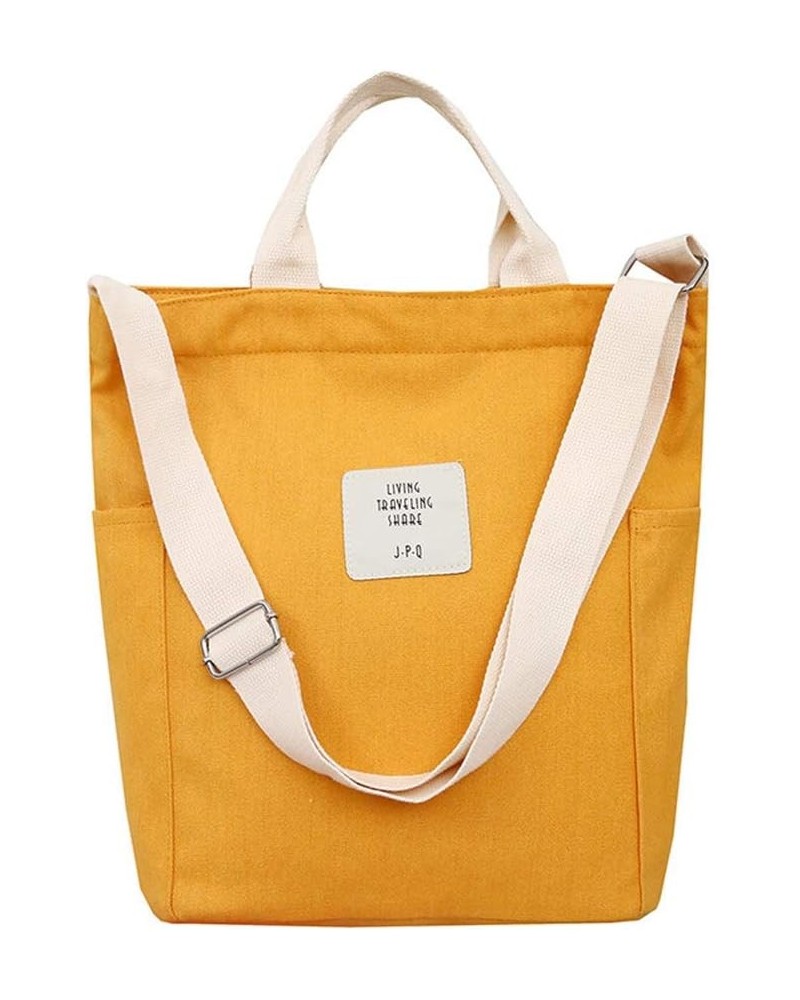 Shoulder Bag Canvas Totes Bag Cotton Shopping Crossbody Travel Weekend Handbag Work Bag Yellow $11.96 Totes