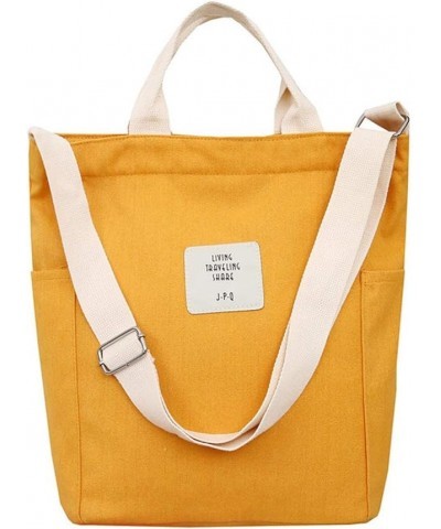 Shoulder Bag Canvas Totes Bag Cotton Shopping Crossbody Travel Weekend Handbag Work Bag Yellow $11.96 Totes