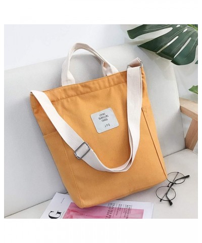 Shoulder Bag Canvas Totes Bag Cotton Shopping Crossbody Travel Weekend Handbag Work Bag Yellow $11.96 Totes