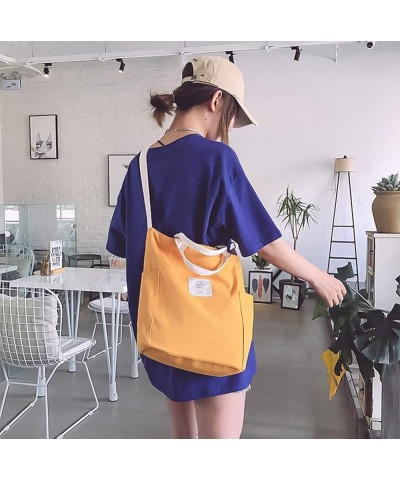 Shoulder Bag Canvas Totes Bag Cotton Shopping Crossbody Travel Weekend Handbag Work Bag Yellow $11.96 Totes