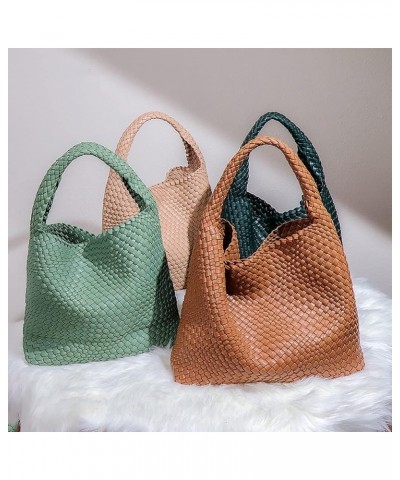 Leather Weave Purses For Women Fashion Shoulder Hobo Bags Woven Tote Handbag Top Handle Bucket Bags Creamy-white $29.14 Totes