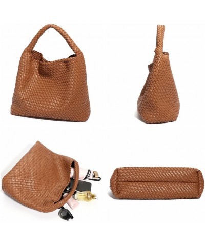 Leather Weave Purses For Women Fashion Shoulder Hobo Bags Woven Tote Handbag Top Handle Bucket Bags Creamy-white $29.14 Totes