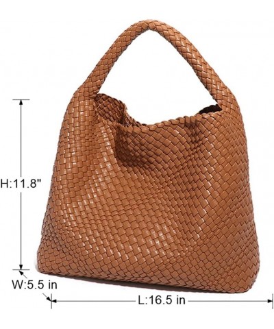 Leather Weave Purses For Women Fashion Shoulder Hobo Bags Woven Tote Handbag Top Handle Bucket Bags Creamy-white $29.14 Totes