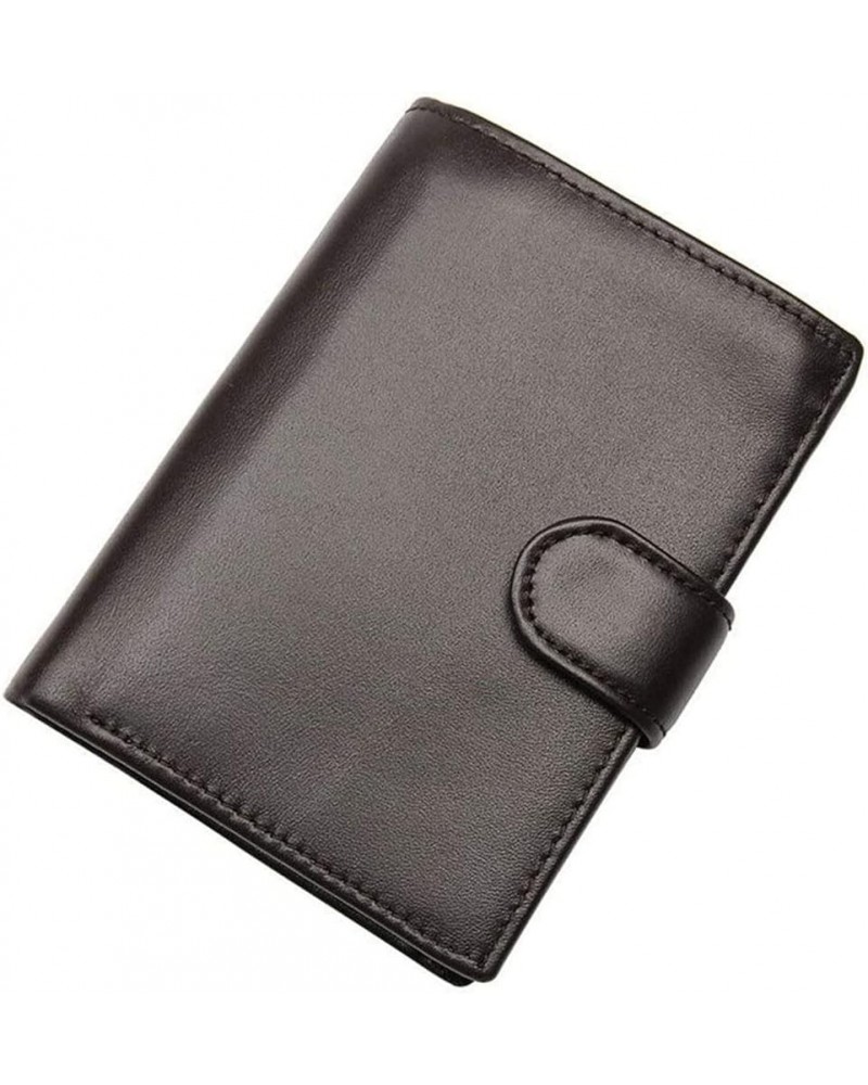 Short Trifold Wallet with ID Window Blocking Classic Cowhide Leather Wallet 11 Credit Cards Holder (Color : Brown, Size : Med...