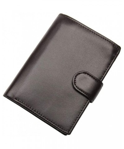 Short Trifold Wallet with ID Window Blocking Classic Cowhide Leather Wallet 11 Credit Cards Holder (Color : Brown, Size : Med...