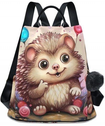 Fairy and Fantasy Mushroom Backpack Purse for Women Rucksack Anti Theft Handbag with Pompom Travel Bag Cute Hedgehog $18.95 B...