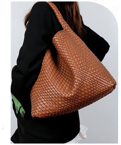 Leather Weave Purses For Women Fashion Shoulder Hobo Bags Woven Tote Handbag Top Handle Bucket Bags Creamy-white $29.14 Totes